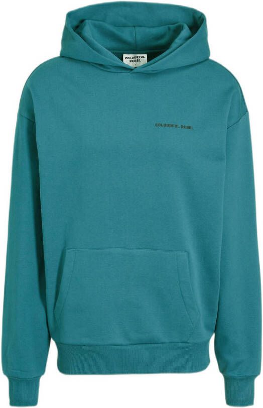 Colourful Rebel hoodie Daily Reminder van biologisch katoen dark turquoise