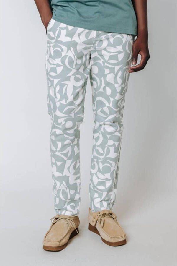 Colourful Rebel regular fit chino Dex Swirl met all over print grey blue