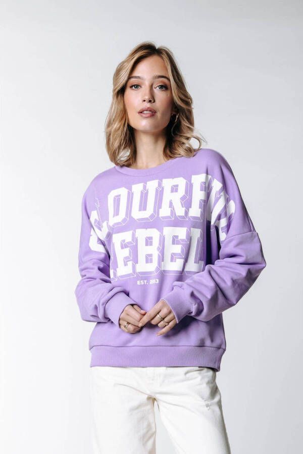 Colourful Rebel sweater met logo lila