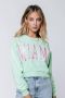 Colourful Rebel sweater Miami Patch Cropped Sweat met tekst limegroen - Thumbnail 2