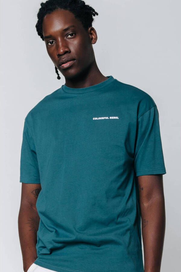 Colourful Rebel T-shirt New Mindset van biologisch katoen dark turquoise