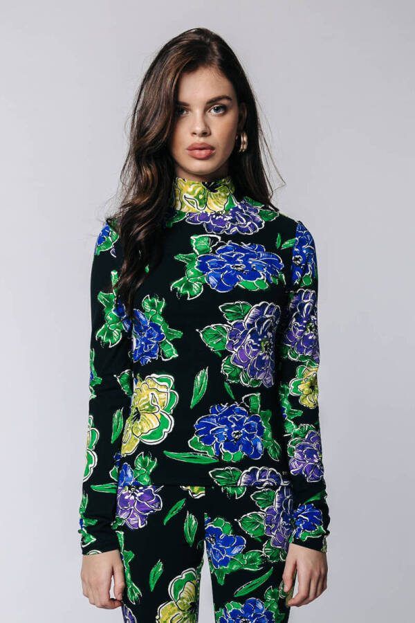 Colourful Rebel top Neyo peonies peached turtleneck met all over print  multi - Kledingwinkel.nl