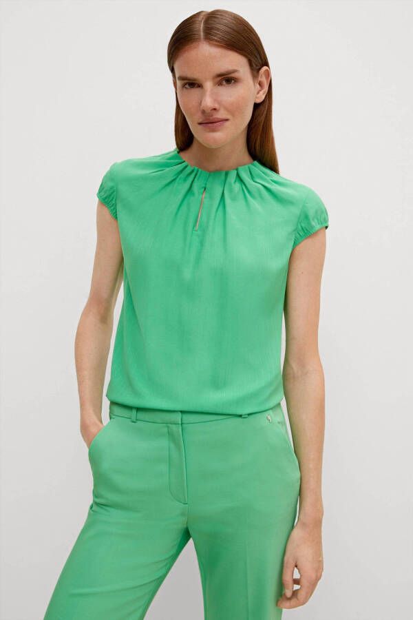 Comma blousetop met plooien groen