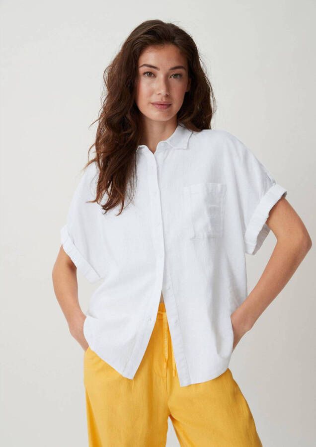 comma casual identity blouse met linnen wit