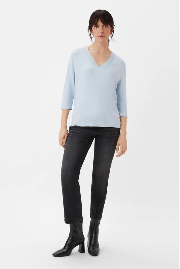 Comma casual identity fijngebreide trui lichtblauw - Foto 3