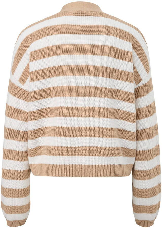 Comma casual identity gestreept vest beige ecru