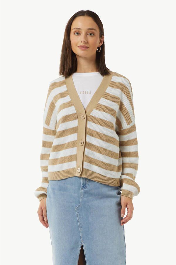 Comma casual identity gestreept vest beige ecru - Foto 2