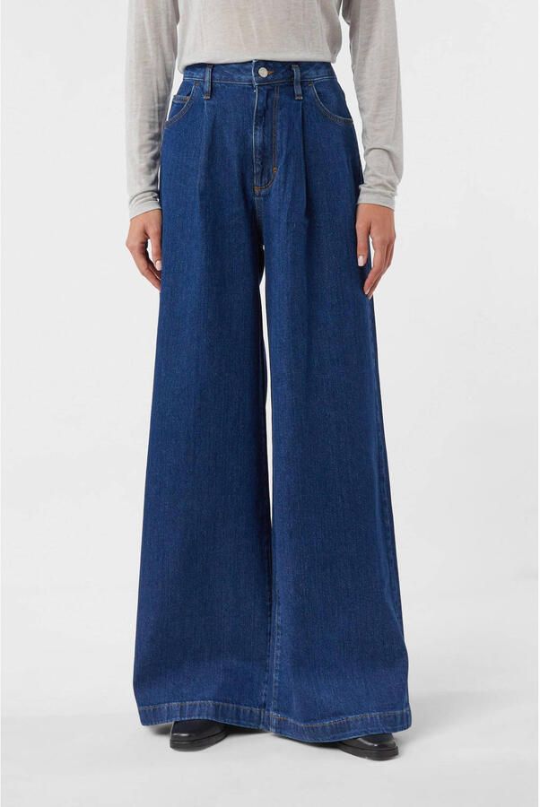 Comma casual identity high waist wide leg jeans blauw