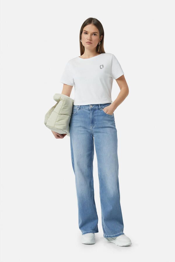 Comma casual identity high waist wide leg jeans medium blue denim