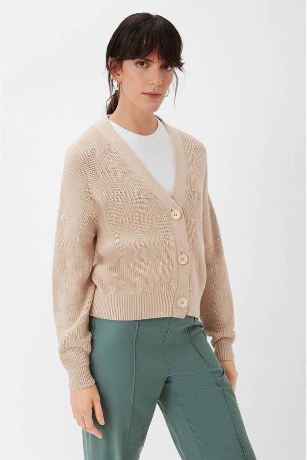 Comma casual identity ribgebreid vest beige