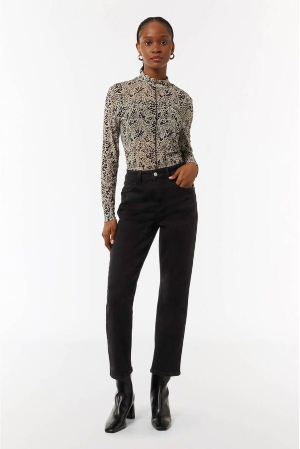 Comma Straight-Leg Katoen Stretch Jeans Black Dames