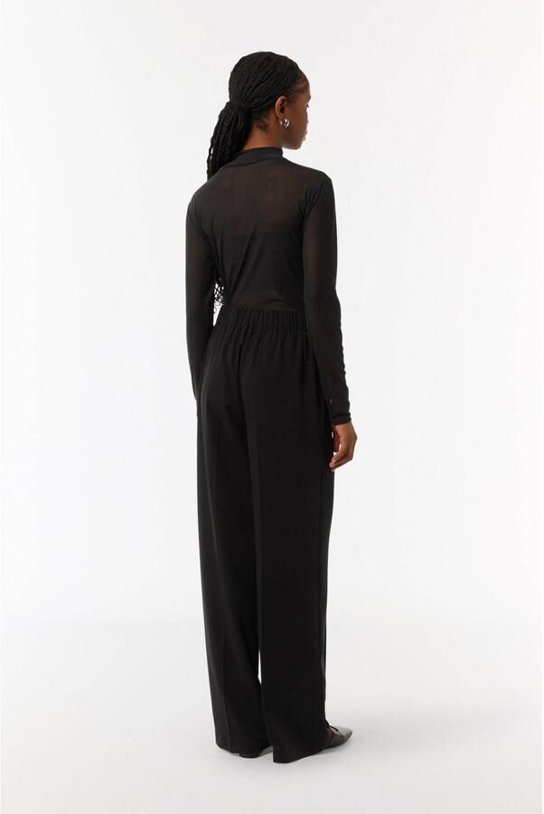 Comma Elegante stoffen broek met strikceintuur Black Dames