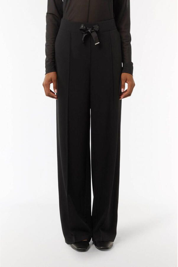 Comma Elegante stoffen broek met strikceintuur Black Dames - Foto 2