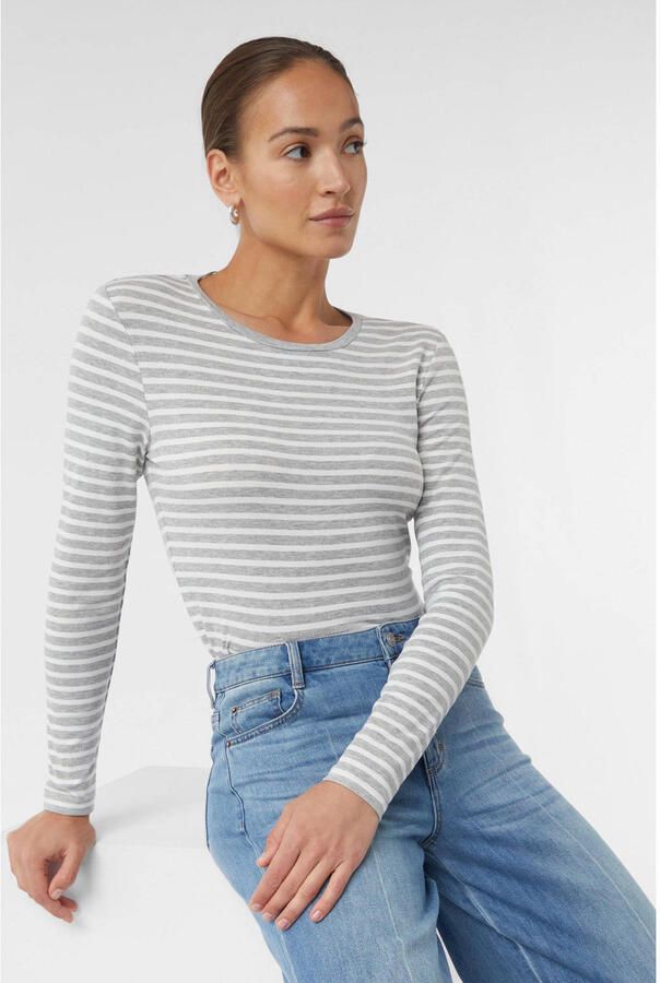 Comma casual identity Shirt met lange mouwen gestreept figuuraccentuerend casual ronde hals - Foto 3