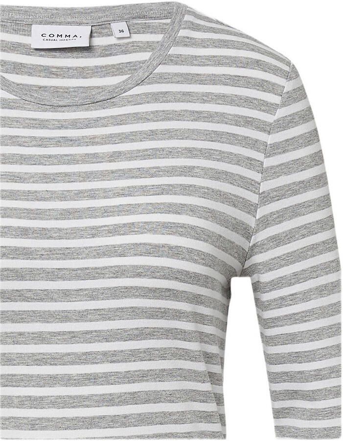 Comma casual identity Shirt met lange mouwen gestreept figuuraccentuerend casual ronde hals