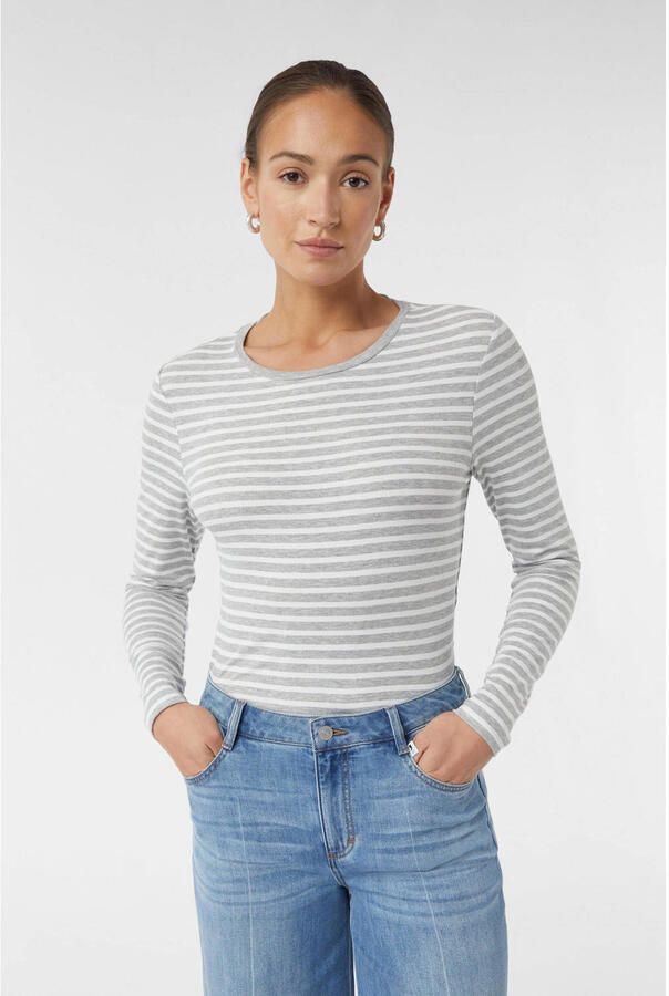 Comma casual identity Shirt met lange mouwen gestreept figuuraccentuerend casual ronde hals - Foto 2