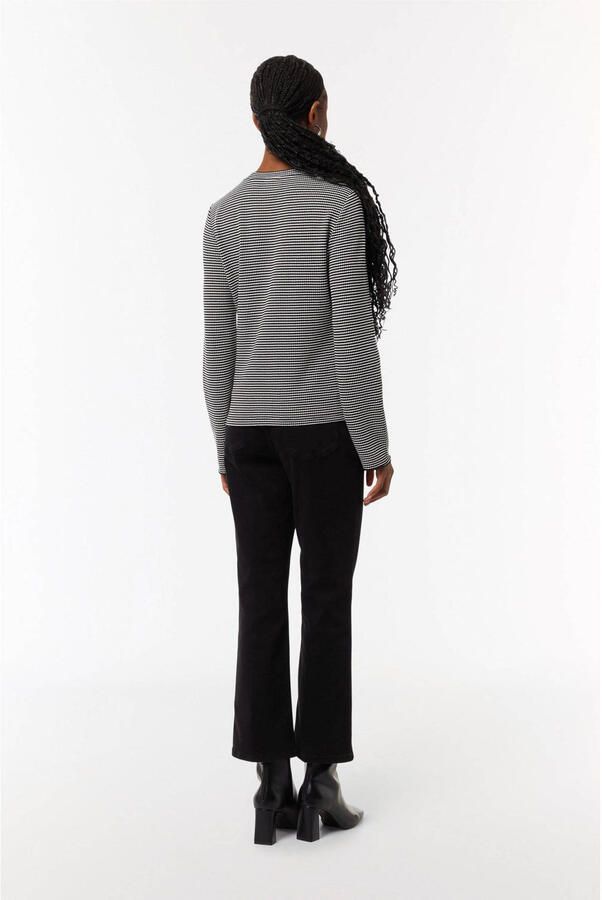 Comma casual identity top met all over print en ruches zwart wit