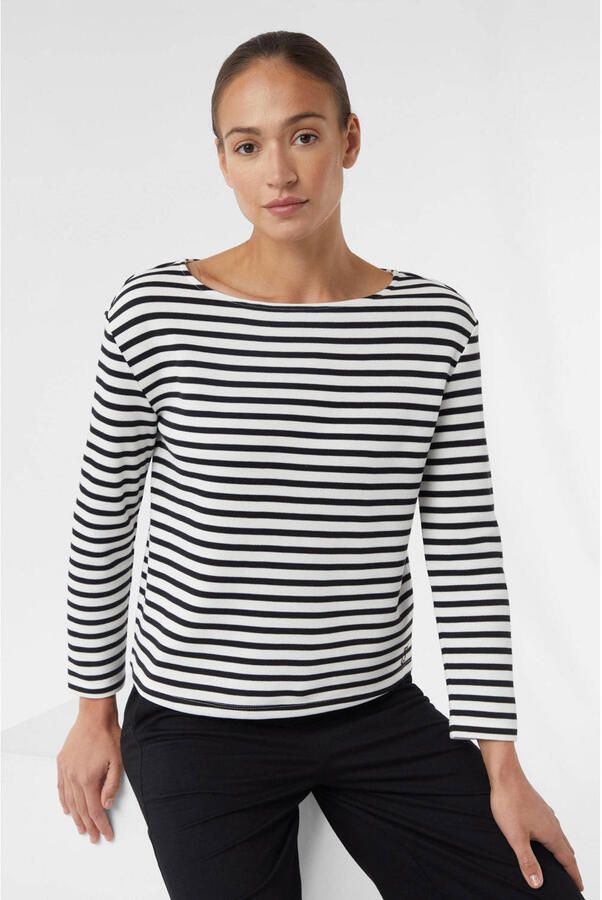 Comma casual identity Sweatshirt Tijdloos design met moderne boothals gestreept casual comfortabel boothals met modal - Foto 3