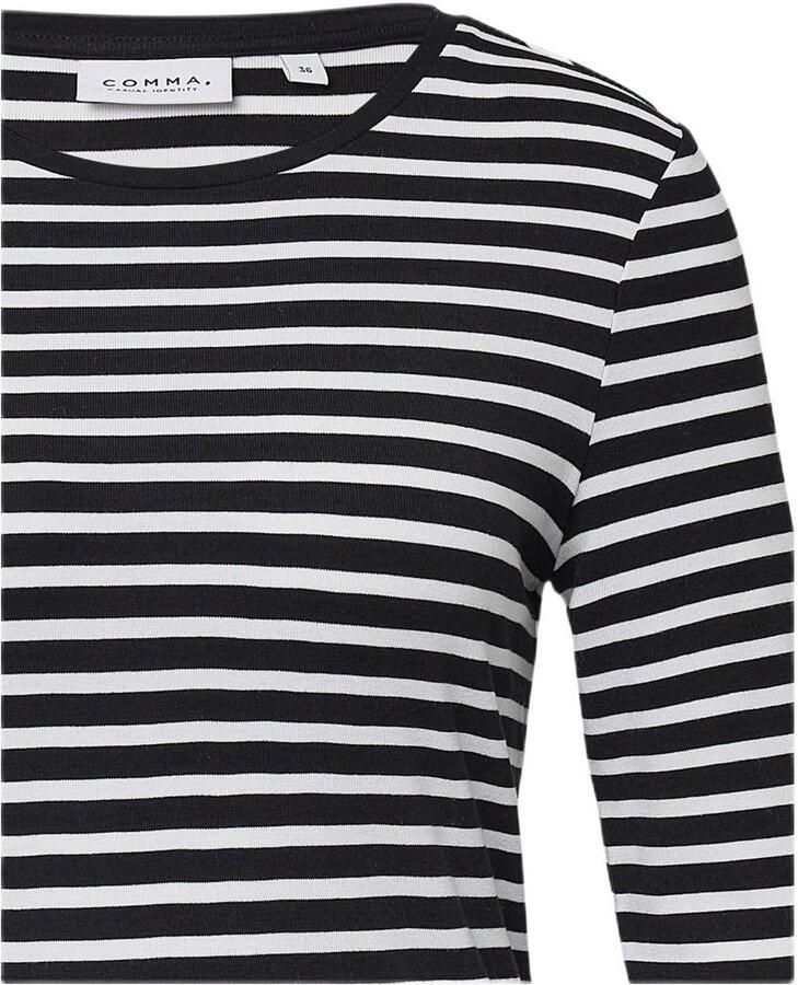 Comma casual identity Shirt met lange mouwen gestreept figuuraccentuerend casual ronde hals