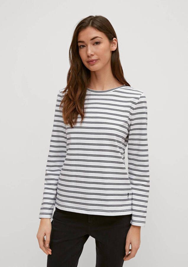 Comma casual identity gestreepte longsleeve donkerblauw wit