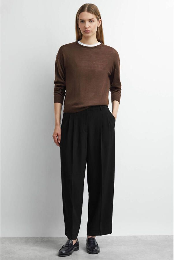 Comma tapered fit broek met bandplooien - Foto 3