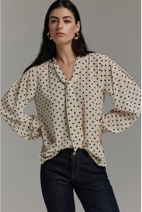 Comma Strikblouse met extra brede schouders - Foto 2