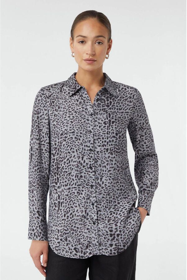 Comma Regular fit lange blouse van viscose met knoopsluiting - Foto 3