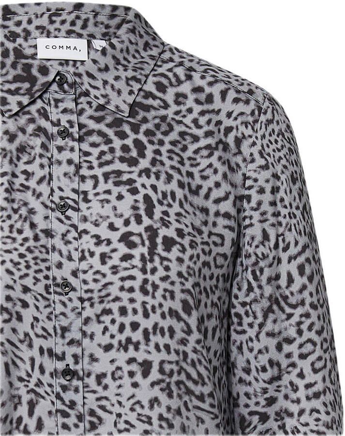 Comma Regular fit lange blouse van viscose met knoopsluiting