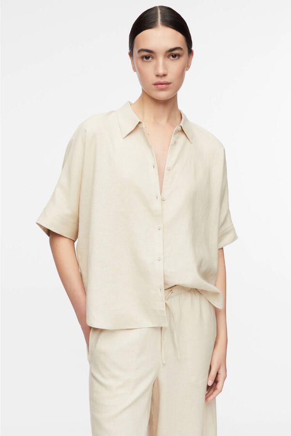Comma linnen blouse met overhemdkraag