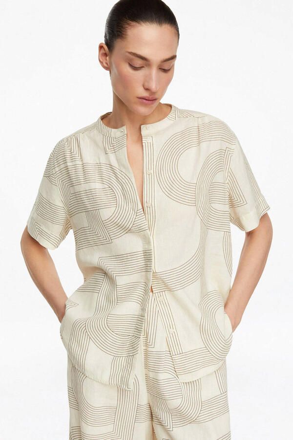 Comma blouse met linnen ecru