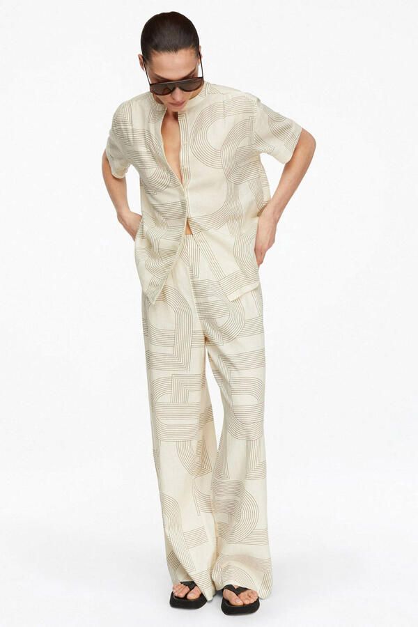 Comma blouse met linnen ecru - Foto 2