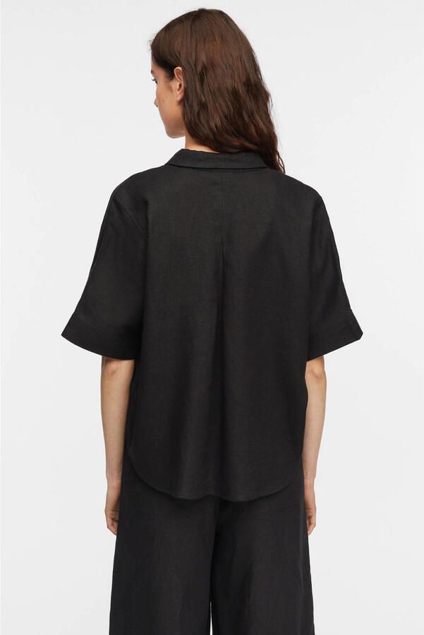 Comma blouse met linnen zwart - Foto 3