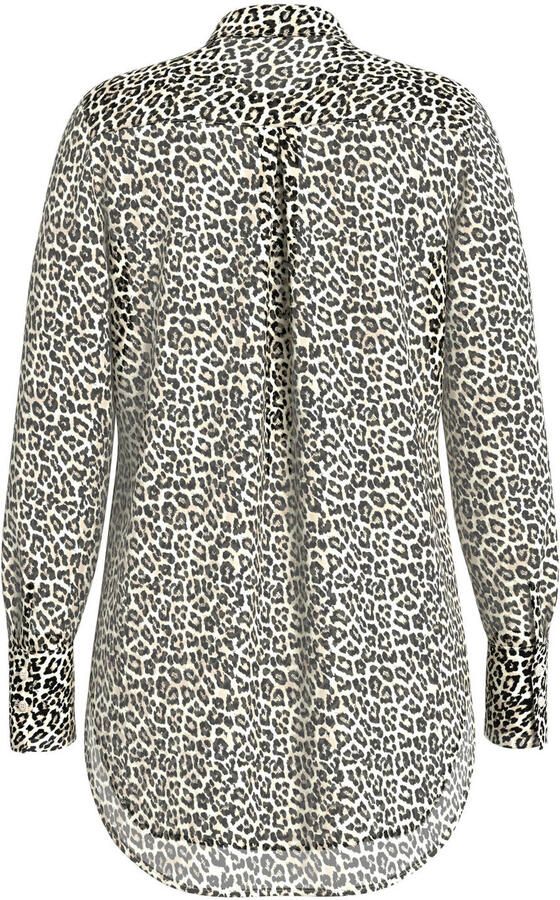 Comma blouse met panterprint en ruches beige zwart - Foto 3