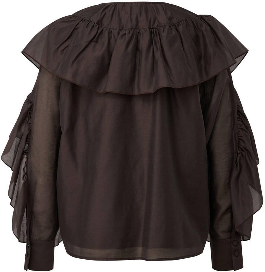 Comma blouse met ruches donkerbruin - Foto 2