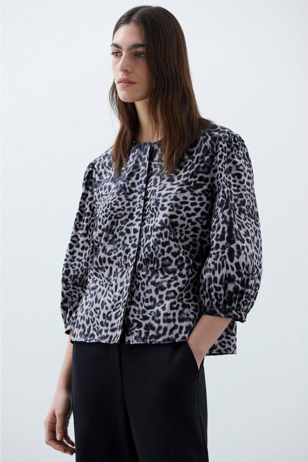 Comma Klassieke blouse met all-over luipaardprint - Foto 2