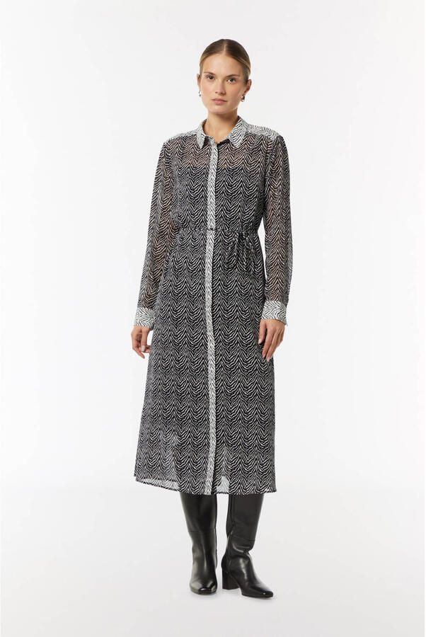 Comma Midi-jurk met strikceintuur - Foto 2