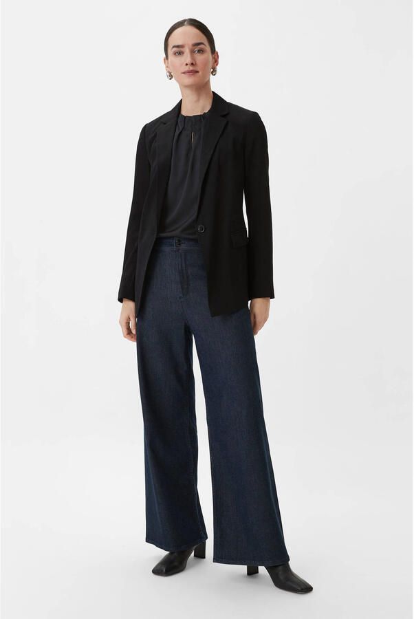 Comma Satijnen blouse met rimpeling aan de hals