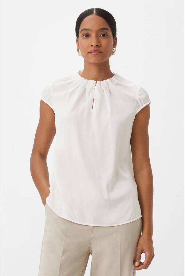 Comma Satijnen blouse met rimpeling aan de hals - Foto 3
