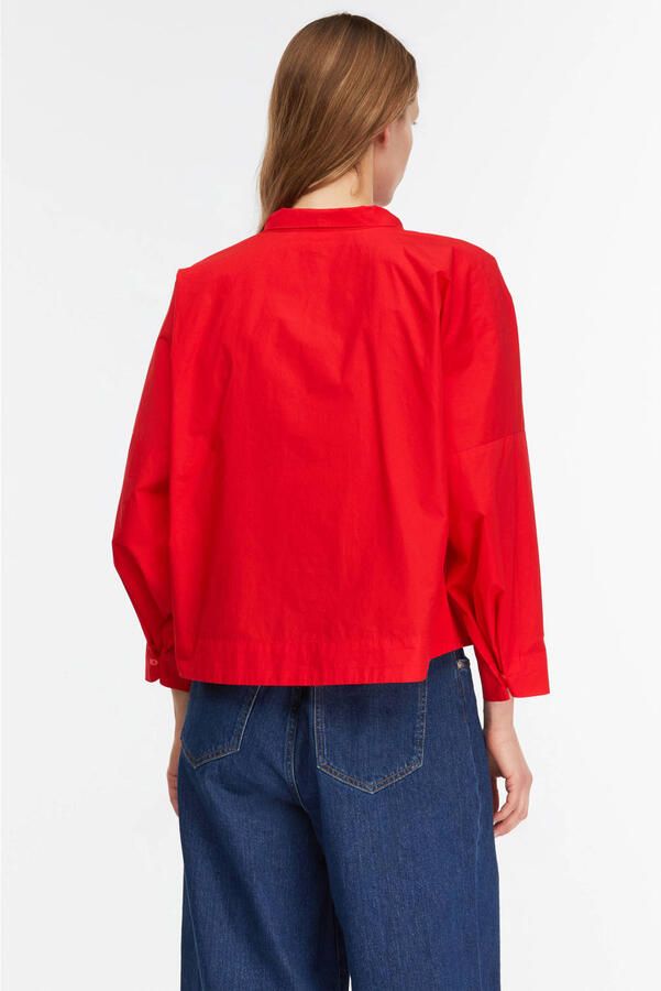 Comma Blouse met strik en sterk verlaagde schoudernaden - Foto 2