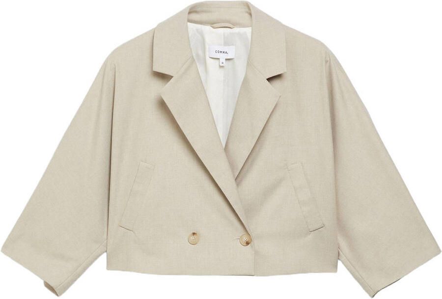 Comma cropped double breasted blazer zand