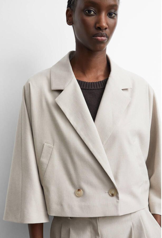 Comma cropped double breasted blazer zand - Foto 2
