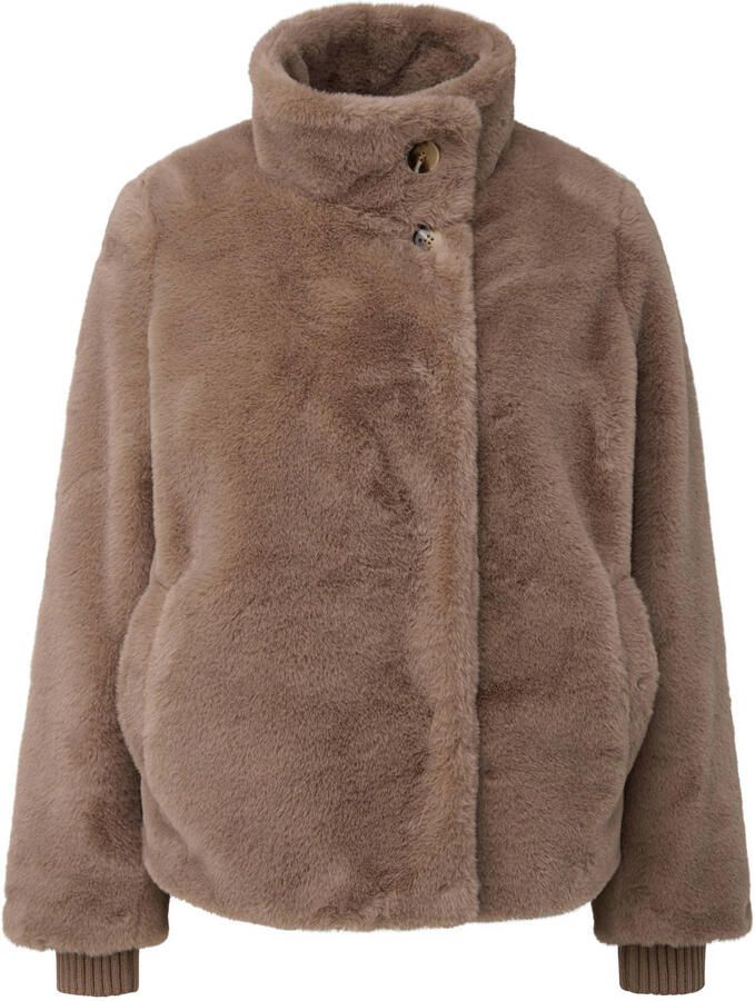 Comma faux fur jas lichtbruin