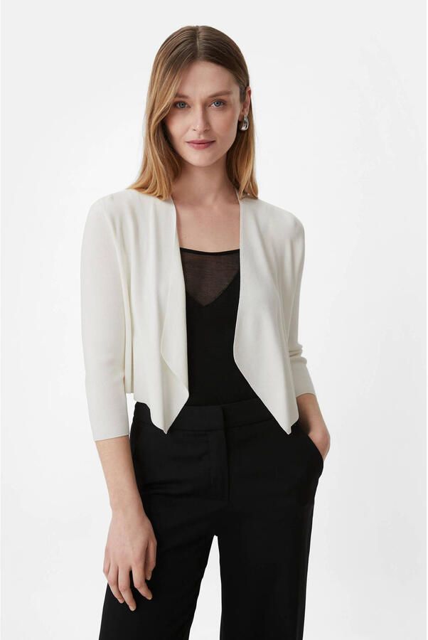 Comma Kort gebreid jack met opengewerkte voorkant