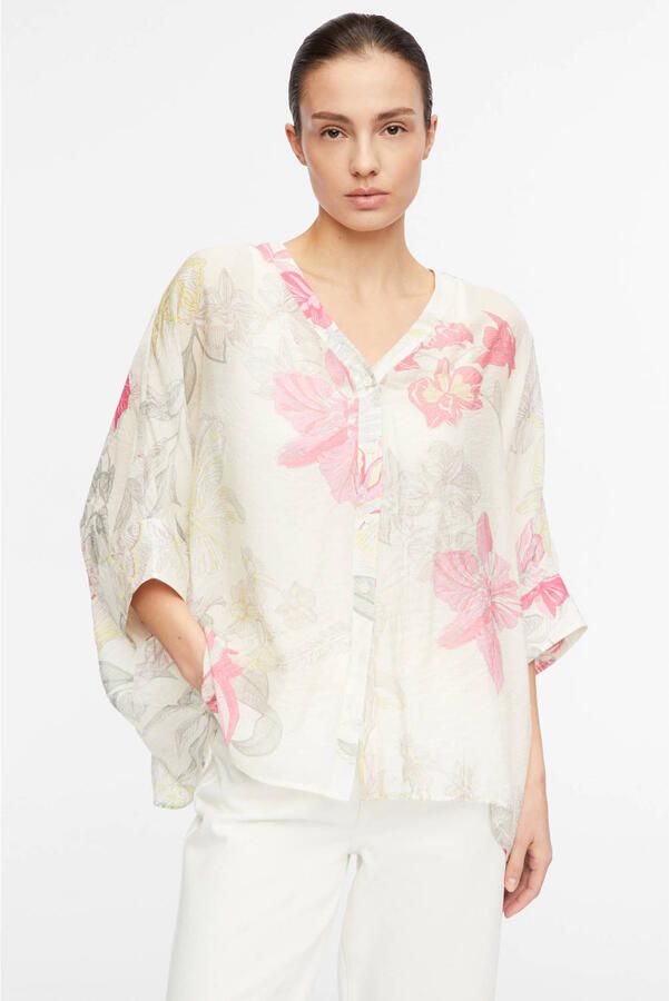 Comma relaxed fit blouse van viscosemix in all-over look