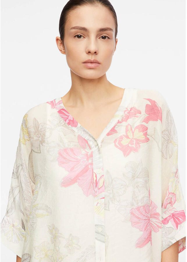 Comma relaxed fit blouse van viscosemix in all-over look - Foto 2