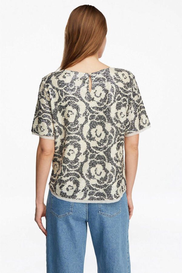 Comma Blouseshirt met pailletten en ronde hals - Foto 2