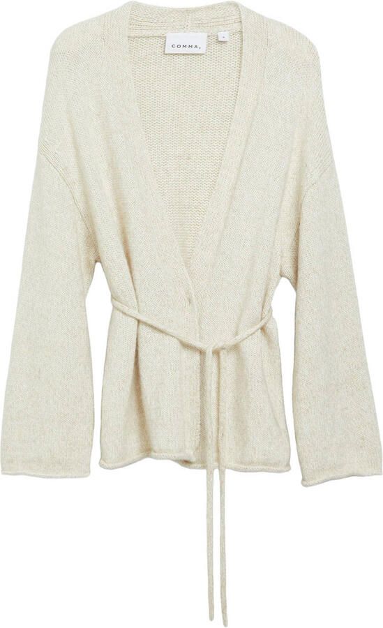 Comma gebreid vest met ceintuur en wol ecru