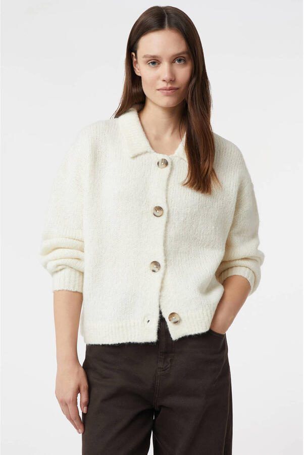 Comma gebreid vest met wol ecru