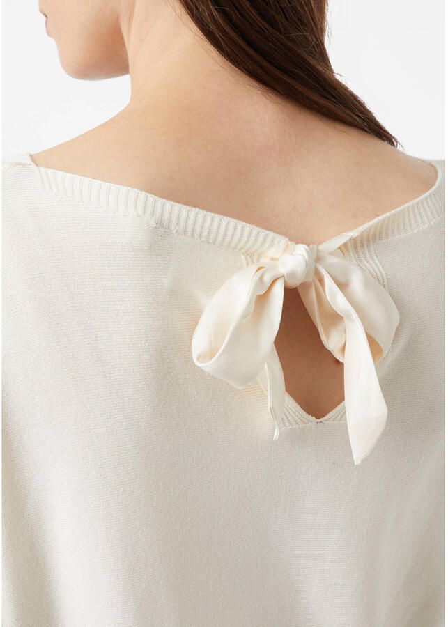 Comma Gebreide pullover van viscosemix met veters aan de achterkant - Foto 2