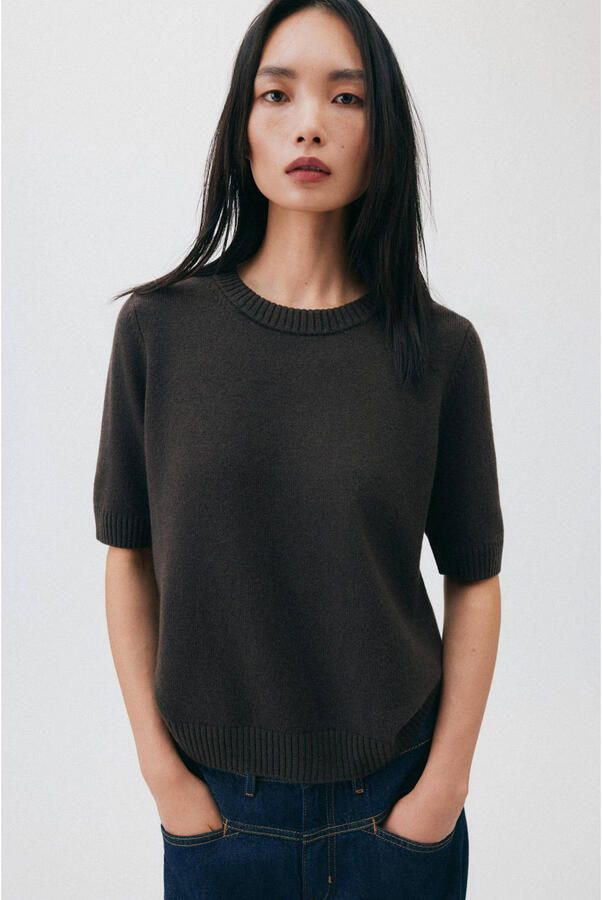 Comma Pullover van katoenmix in fijntricotlook